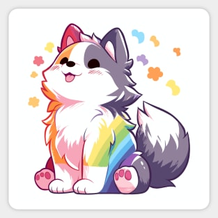 Rainbow husky pooch Sticker